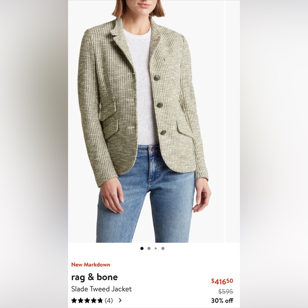 rag & bone Green Tweed Jacket